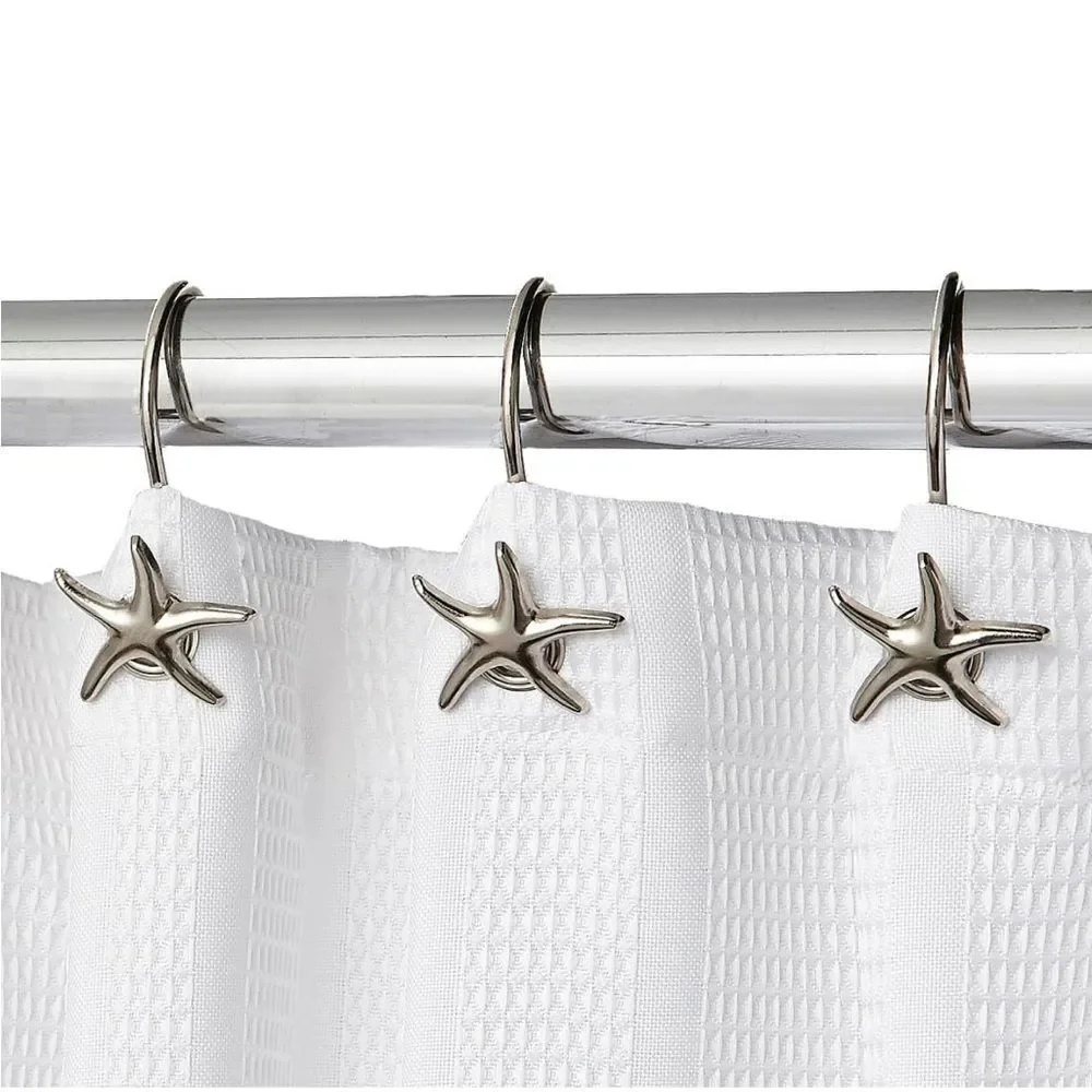 Luxury Silver Starfish Shower Curtain Hooks